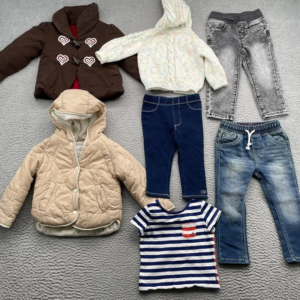 Cat & Jack Gymboree Mix Brand Lot of 7 Girls 2T Toddler Jacket Coat Jeans Shirt